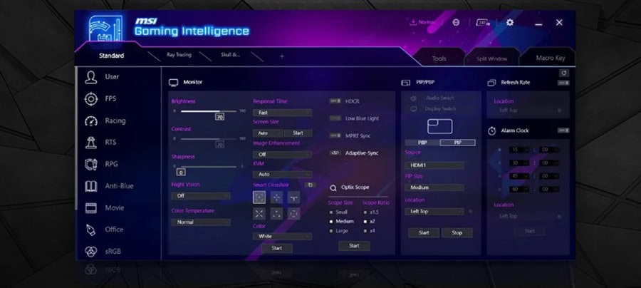 MSI MAG 275CQRF QD E2 27 Gaming Monitör – GAMING Intelligence APP AVANTAJLARI