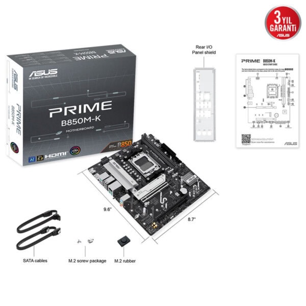 Asus Prime B850m K 8400mhz Oc Ddr5 Soket Am5 M 2 Hdmi Dp Matx Anakart 9