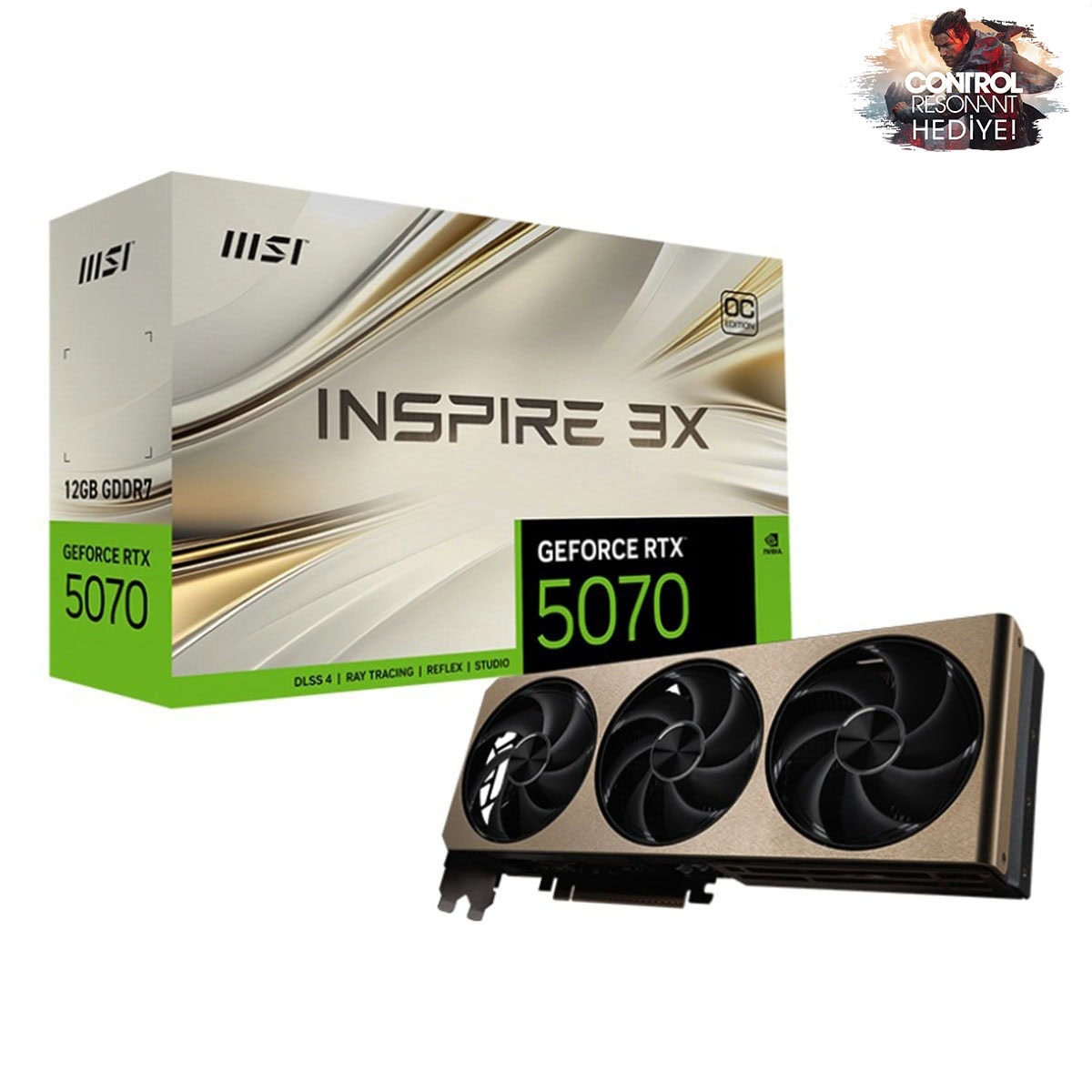 Msi Geforce Rtx 5070 12g Inspire 3x Oc 12gb Gddr7 192 Bit Dlss 4 Ekran Kartı Control Resonant Hediyeli 1