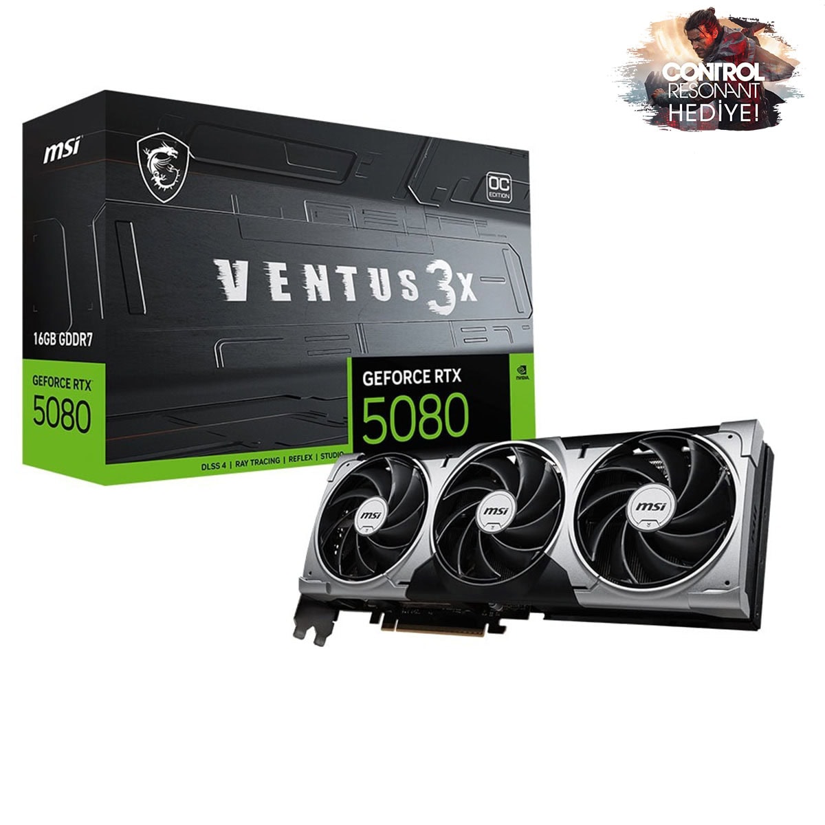 Msi Geforce Rtx 5080 16g Ventus 3x Oc 16gb Gddr7 256 Bit Dlss 4 Ekran Kartı Control Resonant Hediyeli 1