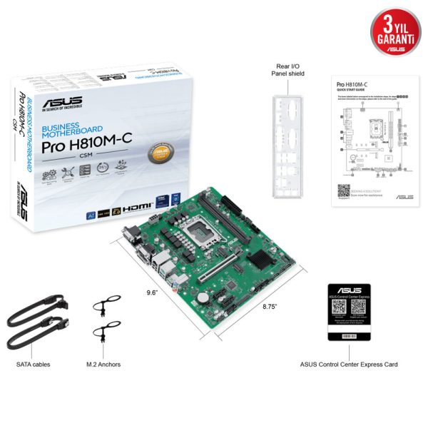 Asus Pro H810m C Csm 6400mhz Oc Ddr5 Soket Lga1851 M 2 Hdmi Dp Vga Matx Anakart 8