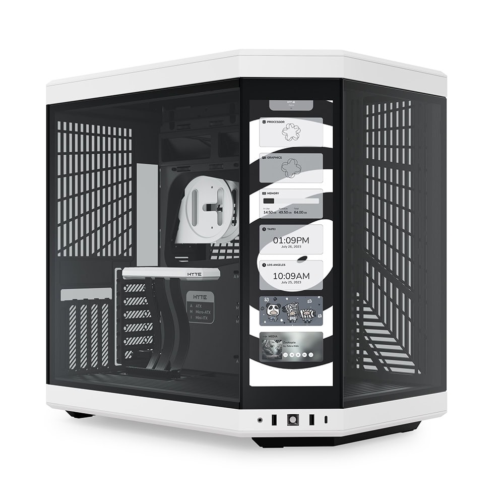 Hyte Y70 Touch Panda Temperli Cam Usb 3 2 E Atx Dual Chamber Mid Tower Dokunmatik Ekranli Gaming Kasa Cs Hyte Y70ti Wb 1