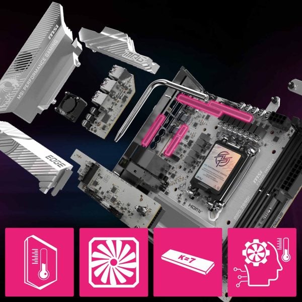 MSI MPG Z890I EDGE TI WIFI Anakart – Ultra Power+ - Doğrudan 10 fazlı VRM güç sistemi ve 110A Smart Power Stage