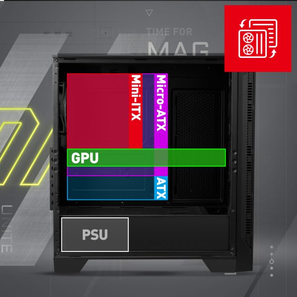 MSI MAG FORGE 320R Airflow Gaming Kasa – Temperli Cam Yan Panel