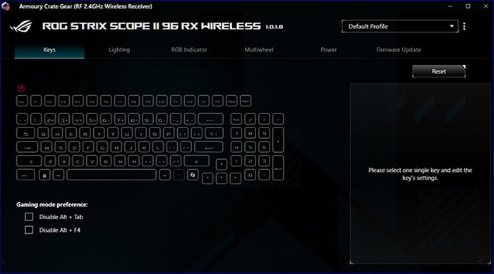 ROG Strix Scope II 96 RX Wireless ASUS ROG Strix Scope II 96 RX Wireless Gaming Klavye H14
