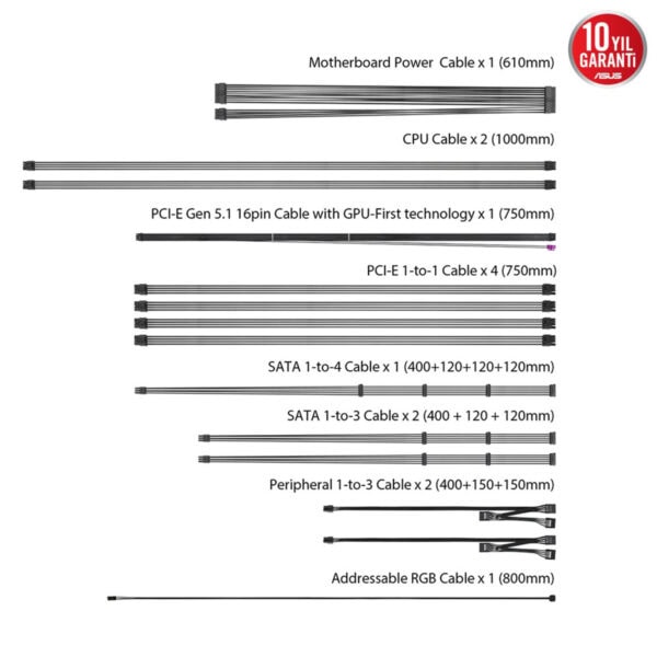 Asus Rog Thor 1000w Platinum Iii 80+ Platinum Pcie 5.1 Full Modüler Atx 3.1 Güç Kaynağı 11