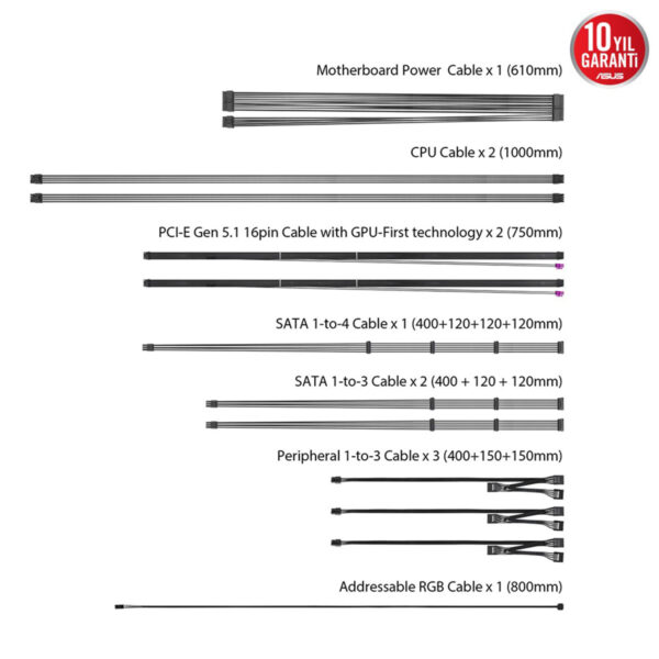 Asus Rog Thor 1600w Titanium Iii 80 Plus Titanyum Pcie 5.1 Full Modüler Atx 3.1 Güç Kaynağı 13