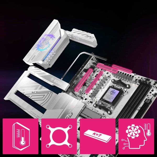 MSI MPG X870E EDGE TI WIFI Anakart – Ultra Power - 14 Duet Rail Güç Sistemi ve 80A Smart Power Stage
