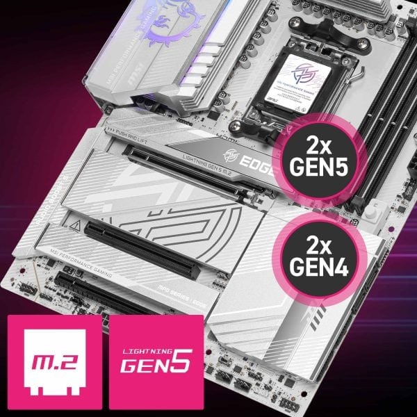 MSI MPG X870E EDGE TI WIFI Anakart – Güçlendirilmiş PCIe 5.0 x16 Slot