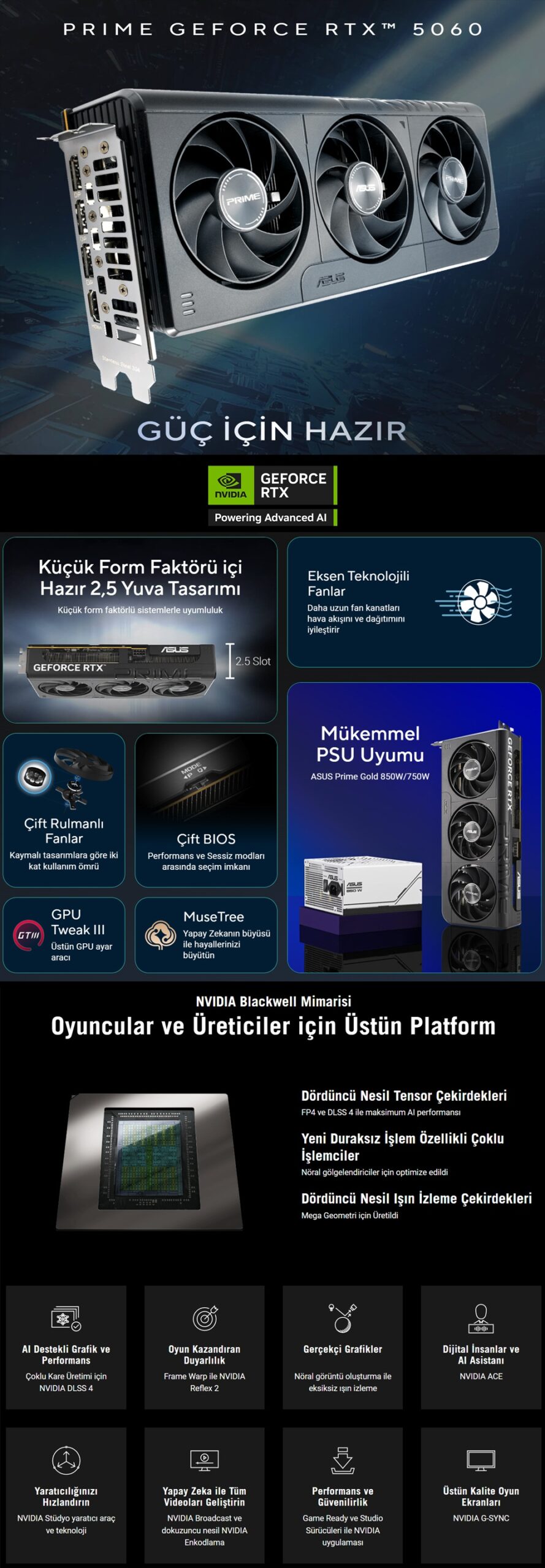 ASUS PRIME GeForce RTX 5060 OC 8GB Ekran Kartı h7