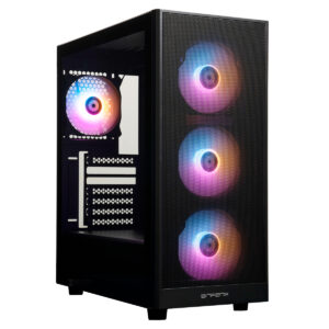 RGB aydınlatmalı fanlara sahip, şık ve modern bilgisayar kasası, iç kısmı görünür cam panel ile yüksek performanslı sistem kurulumu için ideal.