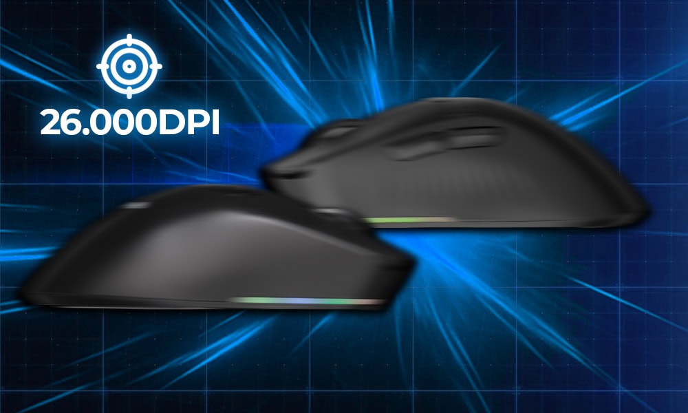26.000 DPI geniş hassasiyet skalası