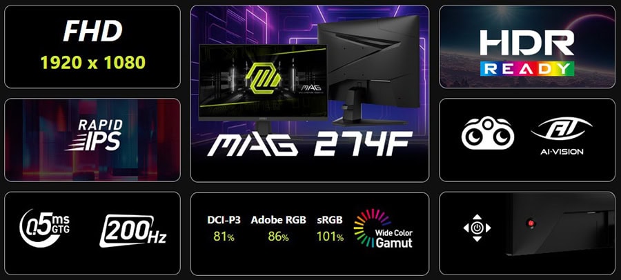 MSI MAG 274F 27 inç 200Hz Gaming Monitör – görsel 3