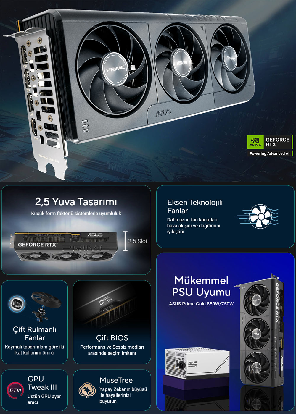 ASUS PRIME GeForce RTX 5050 OC 8GB Ekran Kartı H2