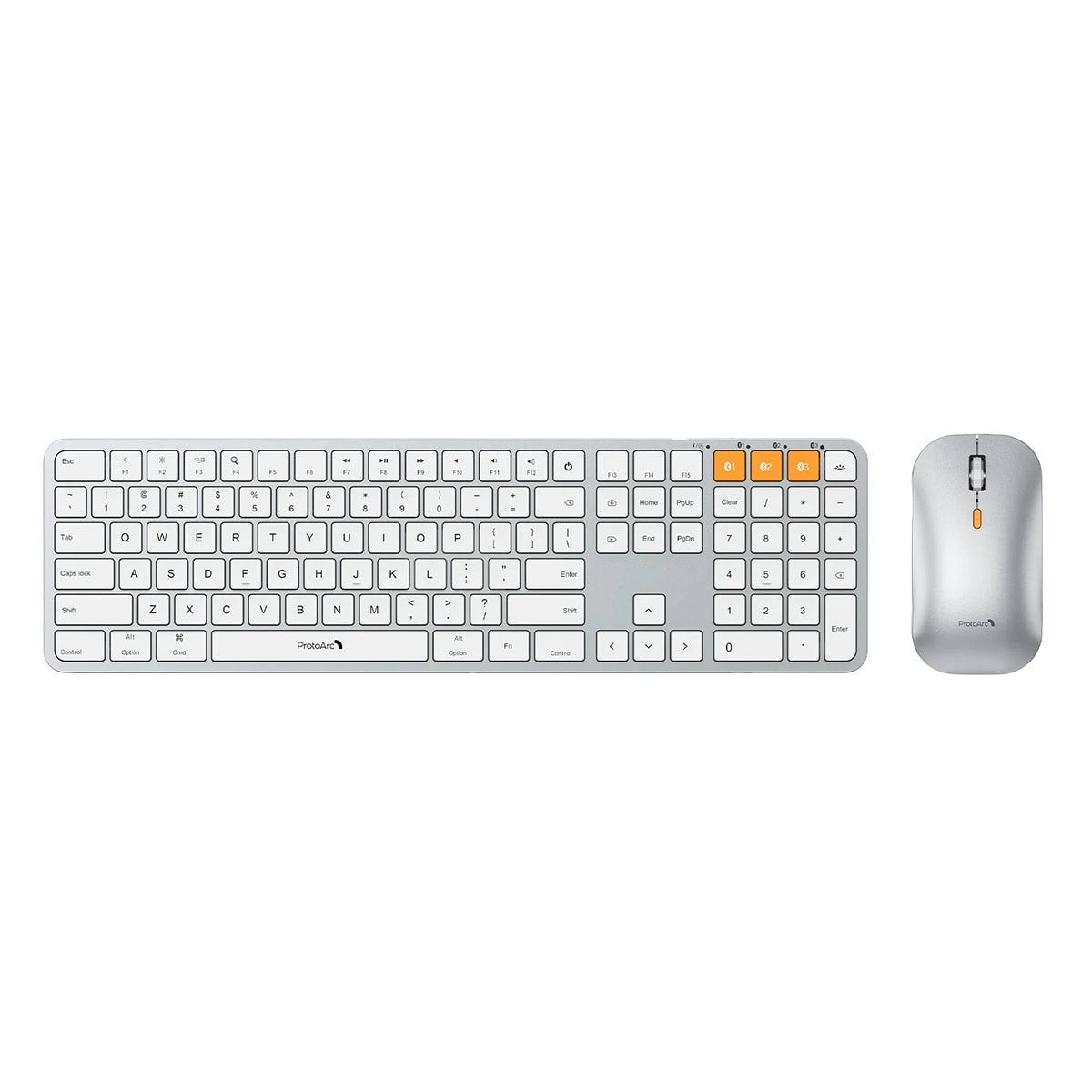 Protoarc Km100 A Beyaz Gumus Bluetooth Mac Uyumlu Klavye Mouse Seti Cp012798 1