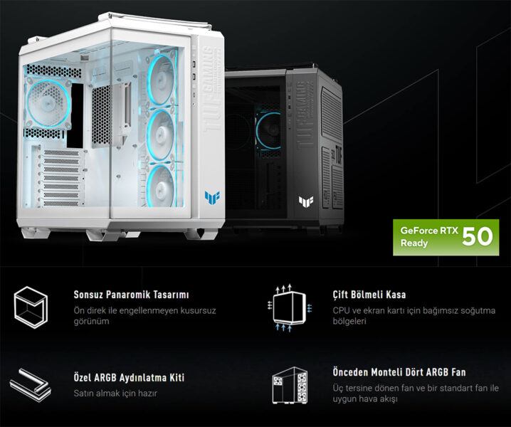TUF Gaming GT502 Horizon ARGB - White Edition ASUS TUF Gaming GT502 Horizon ARGB Beyaz Gaming Kasa h2