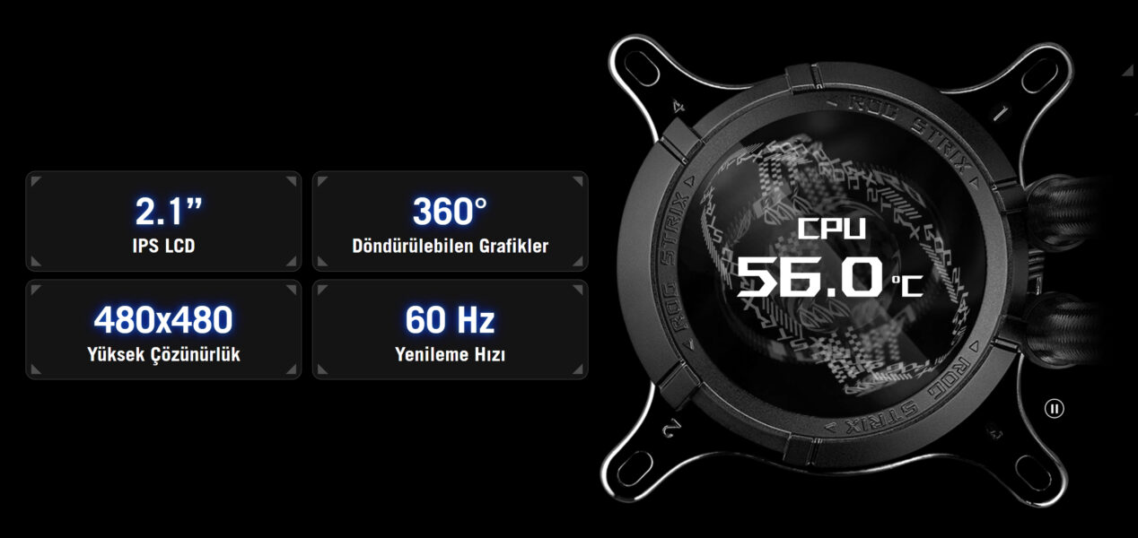 ROG STRIX LC III 360 ARGB LCD ASUS ROG Strix LC III 360 ARGB LCD İşlemci Sıvı Soğutucu H4