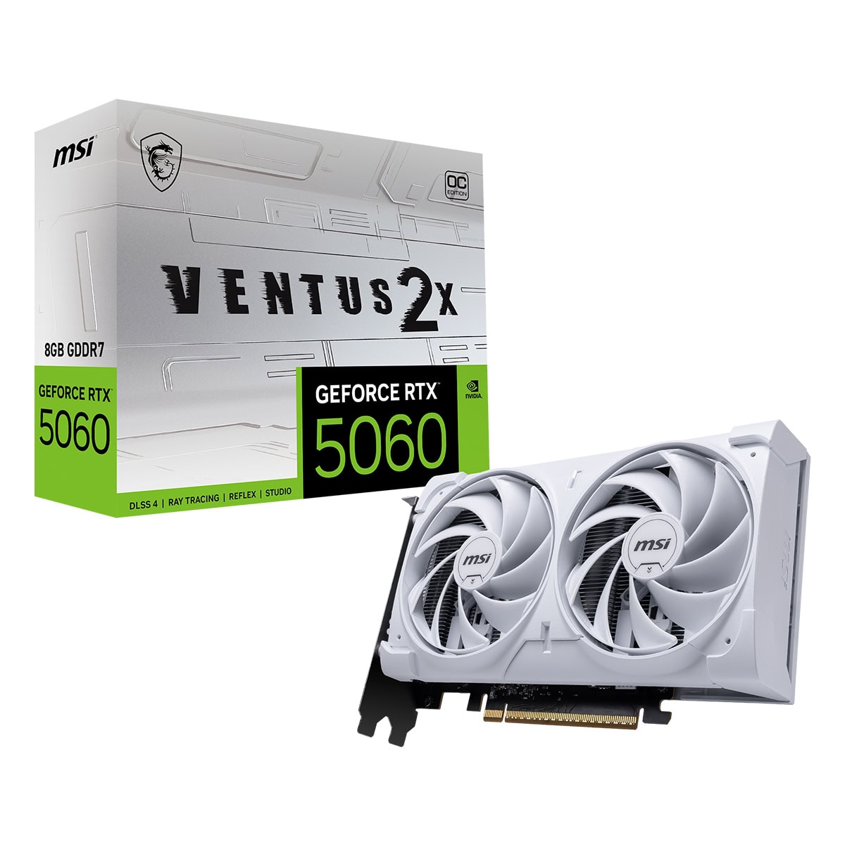 Msi Geforce Rtx 5060 8g Ventus 2x Oc White 8gb Gddr7 128 Bit Dlss 4 Beyaz Ekran Karti 1