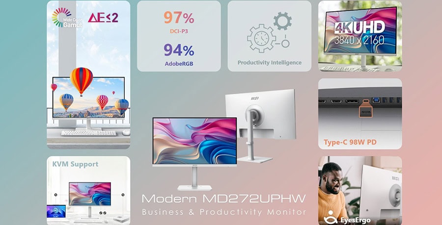 MSI MODERN MD272UPHW 27 inç 60Hz 4ms Monitör – ZARİF VE CANLI