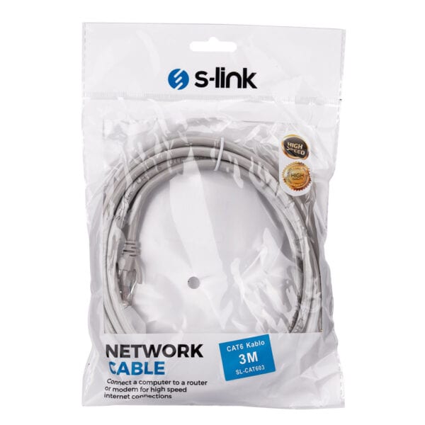S Link 3 Metre Cat6 Gri Ethernet Kablosu (sl Cat603) 3