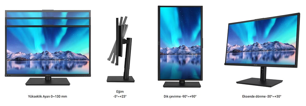 ProArt Display OLED PA27DCE-K Yükseklik ayarlı oyun ve çalışma monitörü, ergonomik tasarım ve yüksek çözünürlük ile detaylı görüntü kalitesi sağlar.