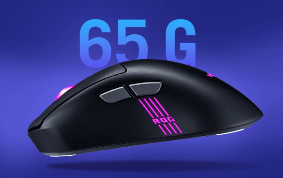 ROG Keris II Origin Yüksek hızlı 65G kablosuz oyun faresi, RGB aydınlatma ve ergonomik tasarım ile profesyonel gaming deneyimi.