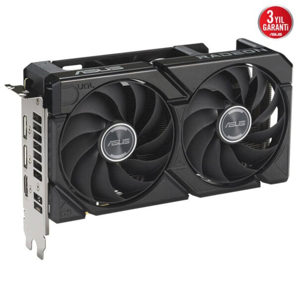 Yüksek performanslı ASUS AMD Radeon ekran kartı, çift fanlı soğutma sistemi ve 3 yıllık garanti ile oyun ve grafik tasarımı için mükemmel seçenek.