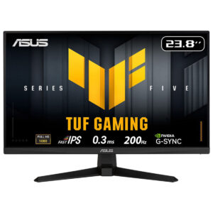 Yüksek çözünürlüklü Asus TUF Gaming monitör, 23.8 inç ekran, hızlı 0.3ms tepki süresi ve 200Hz yenileme hızıyla üstün oyun deneyimi sunar. F-Serisi, IPS panel, NVIDIA G-SYNC ve FULL HD 1080 desteği ile gelişmiş performans sağlar.