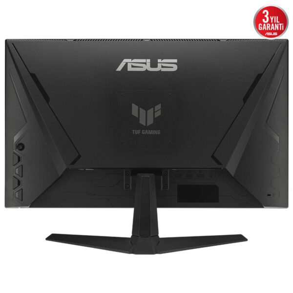 Yüksek kaliteli ASUS TUF gaming monitör arkası görüntüsü, dayanıklı ve şık tasarımıyla PC oyunları ve e-spor için ideal, uzun ömürlü ve yüksek performanslı ekran teknolojisi.