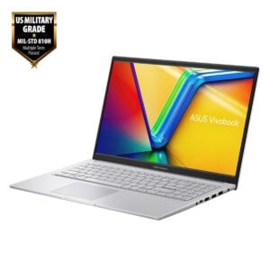 Yüksek çözünürlüklü ASUS VivoBook dizüstü bilgisayar görüntüsü, hafif ve taşınabilir tasarımıyla oyun ve ofis kullanımı için ideal, canlı ekran ve kullanıcı dostu özellikler içerir.