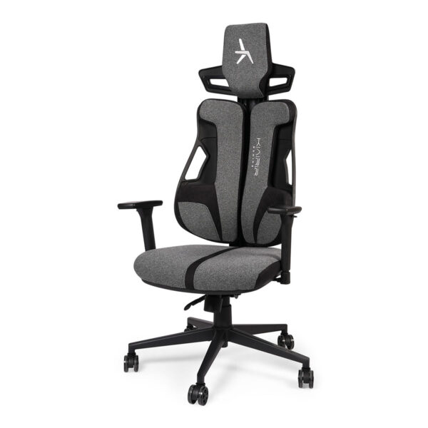 Yüksek konforlu oyun ve ofis gaming sandalyesi, ergonomik tasarım, ayarlanabilir sırt ve kolçak, uzun süreli oturuş desteği, şık gri ve siyah renk seçeneği, dayanıklı ve ergonomik ofis sandalyesi.