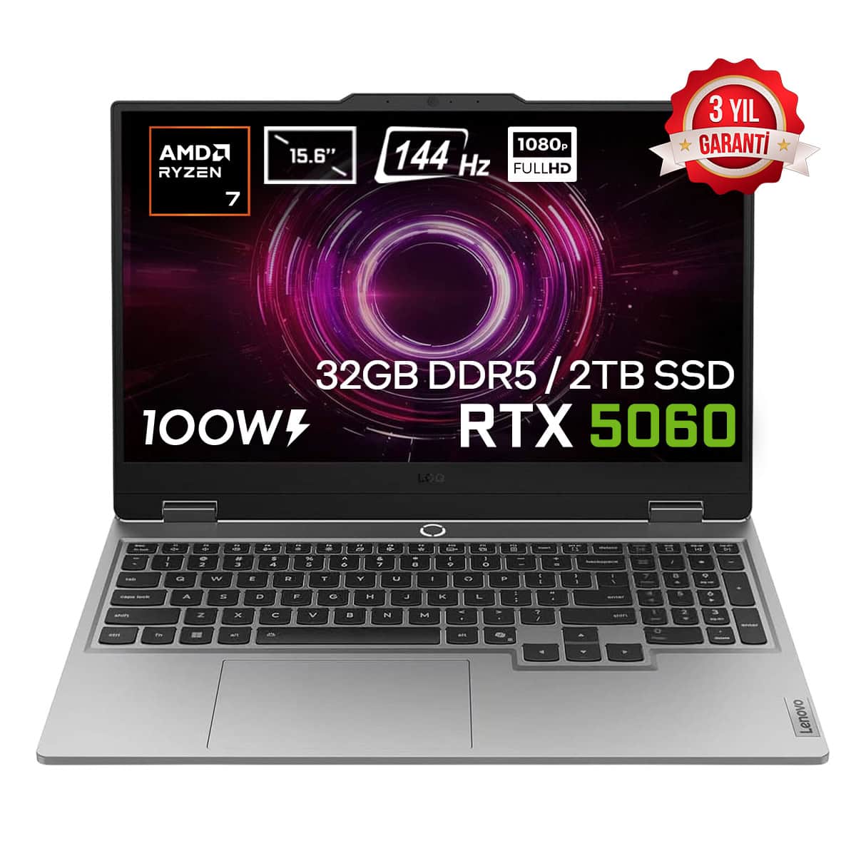 AMD Ryzen 7 ve RTX 5060 ekran kartı ile yüksek performans sağlayan gaming laptopu.