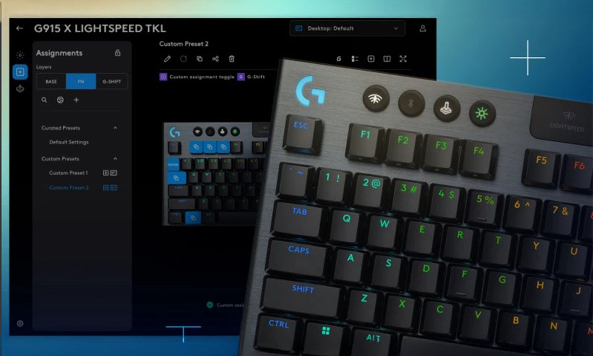G915 Lightspeed Klavye ve Fare Görüntüsü, Oyun ve Programlama İçin Özelleştirilebilir RGB Aydınlatma, Mekanik Tuşlar ve Yüksek Performanslı Gaming Aksesuarları, Gelişmiş Özelleştirme Seçenekleri ile.