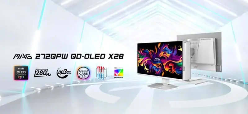 Yüksek çözünürlüklü gaming monitörü, 280Hz yenileme hızı ve OLED ekran teknolojisi, yüksek performans ve görsel kalite sunar.