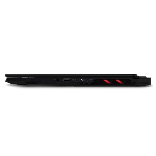 Yüksek performanslı oyun dizüstü bilgisayarı sağ yan görünümü, USB portleri ve havalandırma delikleriyle. Oyun, grafik ve yüksek teknoloji özellikleri için ideal tasarım.