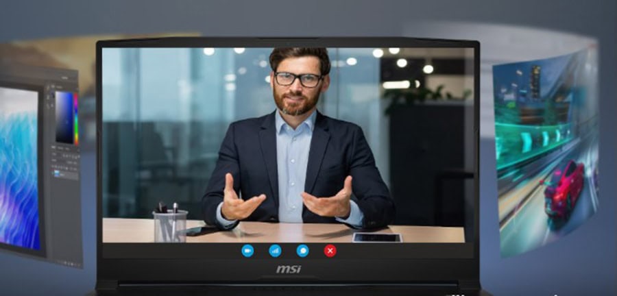 Yapay zeka ve bilgisayar teknolojileriyle ilgili video konferans ve online görüşme, genç iş insanı, teknik destek ve dijital iletişim konsepti, modern çalışma ortamı, gaming.gen.tr odaklı içerik.