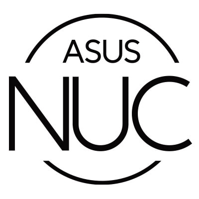 ASUS NUC logosu, compact bilgisayar ve mini PC çözümünü temsil eder, yüksek performans ve taşınabilirlik için ideal.