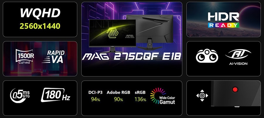 MSI MAG 275CQF E18 Gaming Monitör – görsel 4