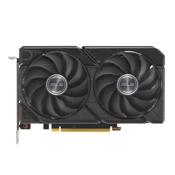 Görüntüde ASUS markalı yüksek performanslı ekran kartı, iki fanlı soğutma sistemiyle gaming ve profesyonel kullanımlar için ideal. Modern tasarımı ve soğutucu teknolojisiyle oyun deneyimini artırır.