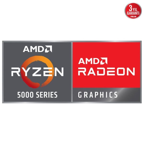 Yüksek kaliteli AMD Ryzen 5000 serisi ve AMD Radeon grafikler logosu, gaming ve bilgisayar bileşenleri meraklıları için uygun, yüksek performanslı işlemci ve grafik kartlarını temsil eder.
