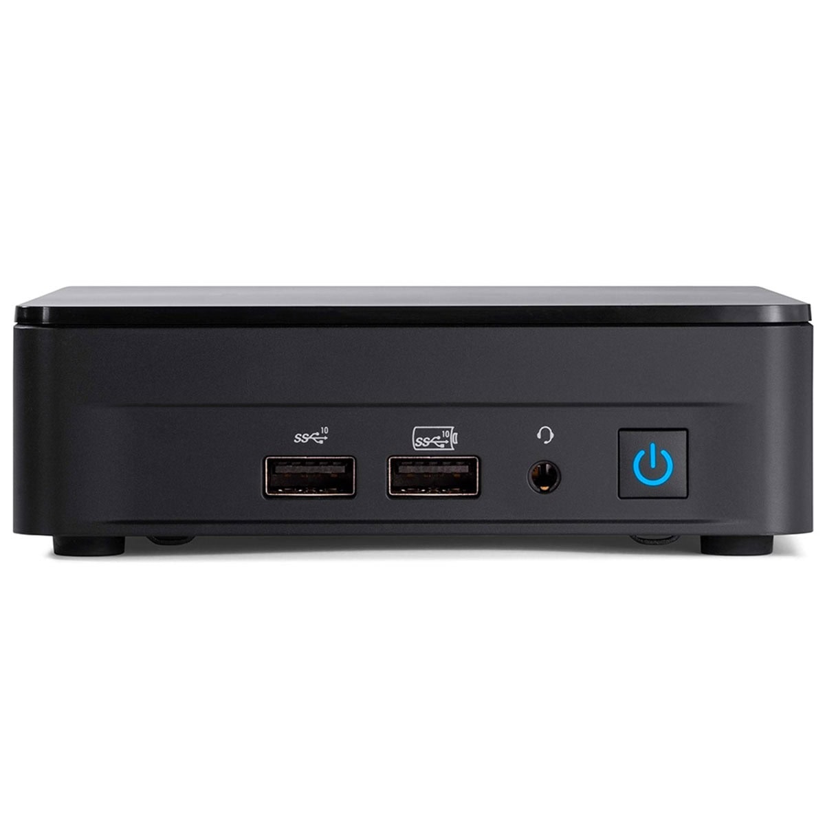 Yüksek kaliteli oyun ve ofis kullanımı için tasarlanmış siyah mini bilgisayar güç düğmesi ve USB portlarıyla donatılmış kompakt bilgisayar kasası.