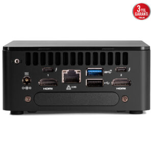 Yüksek performanslı mini bilgisayar, HDMI, USB 3.0, Ethernet ve güç girişleri ile gaming ve ofis kullanımı için ideal, kompakt ve dayanıklı tasarım.