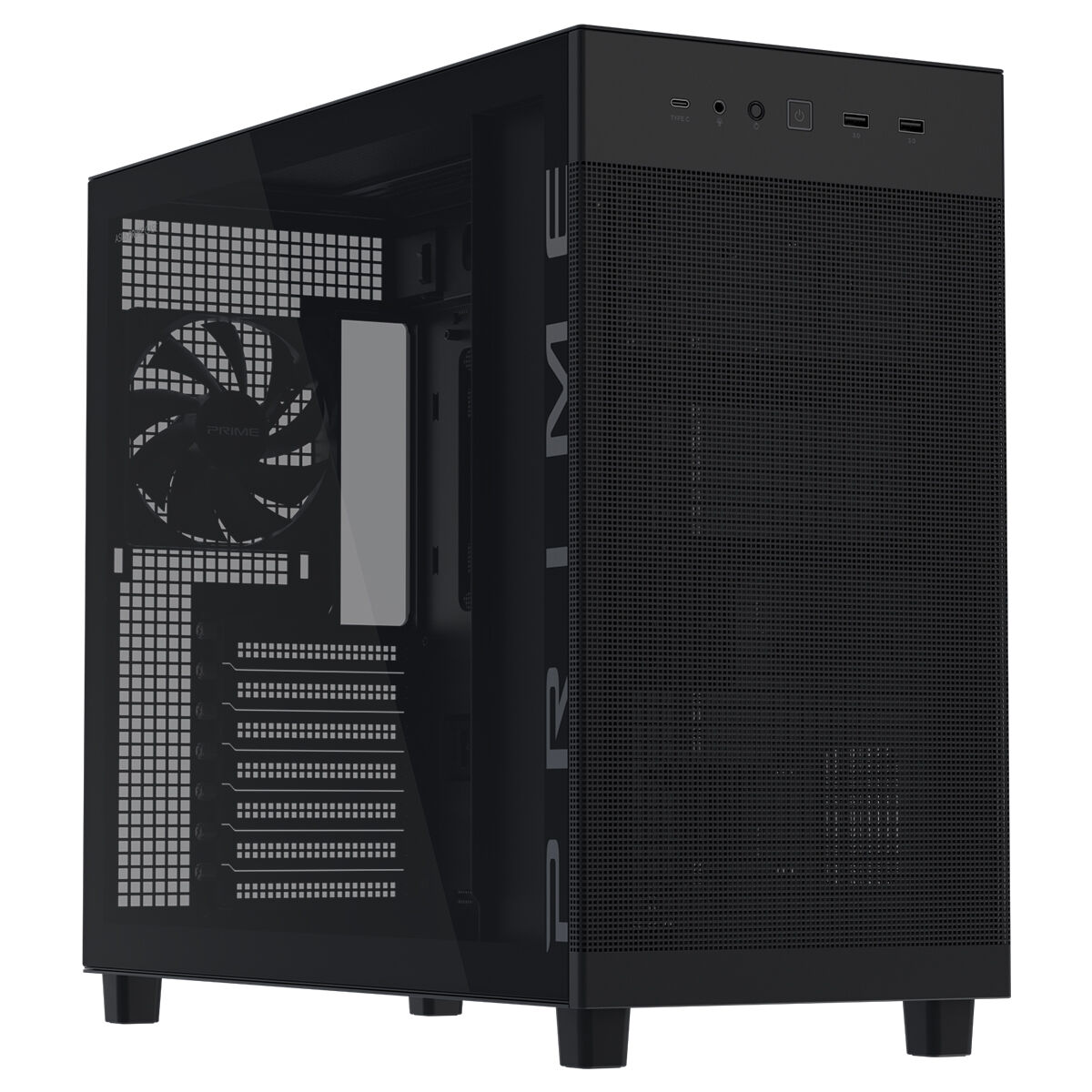 Asus Prime Ap303 Tg Black 1x120mm Fan Mesh Temperli Cam Usb 3 2 Mid Tower Atx Gaming Kasa 1