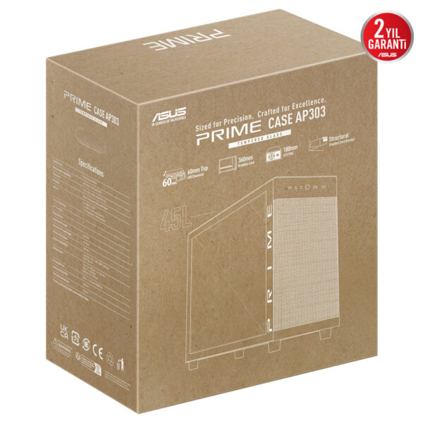 Asus Prime Ap303 Tg White 1x120mm Fan Mesh Temperli Cam Usb 3 2 Mid Tower Atx Gaming Kasa 17