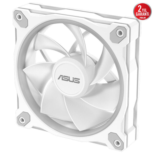 Yüksek performanslı Asus bilgisayar kasa fanı, soğutma ve hava akışı sağlayan beyaz LED ışık özellikli bilgisayar fanı, oyun ve bilgisayar sistemleri için ideal.