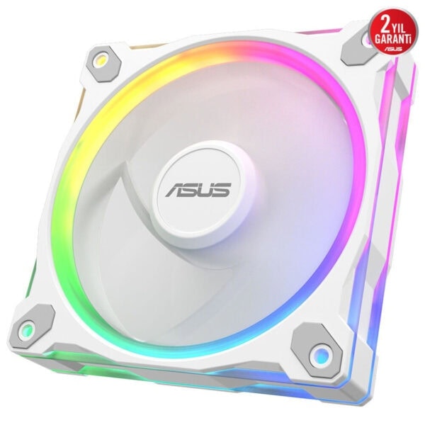 Renkli RGB LED ile aydınlatmalı ASUS bilgisayar fanı, soğutma ve estetik için ideal, yüksek performanslı gaming bilgisayar soğutucu fanı.