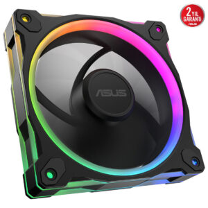 Yüksek performanslı ASUS bilgisayar fanı, RGB aydınlatmalı ve sessiz çalışma özellikleriyle gaming ve bilgisayar soğutma için ideal. Üç yıl garanti ile güvenli kullanım sağlar.