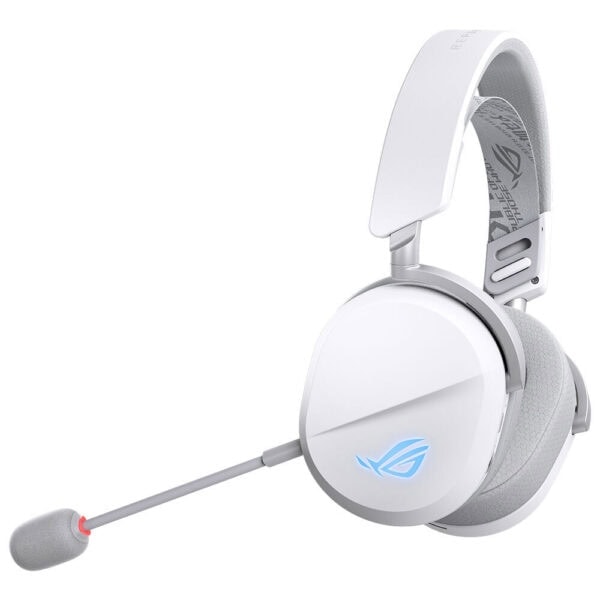 ROG Pelta White Edition Kulaklık ve mikrofon ile gaming oyuncuları için yüksek kaliteli başlık seti, RGB aydınlatmalı tasarım ve konforlu kullanım, e-spor ve oyun deneyimini geliştiren ekipman.
