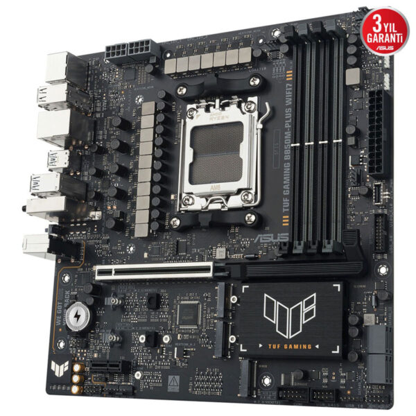 Güçlü ve modern ASUS TUF Gaming anakart, yüksek performanslı oyun ve profesyonel kullanım için tasarlanmış, RGB aydınlatma ve üstün soğutma özelliklerine sahip.
