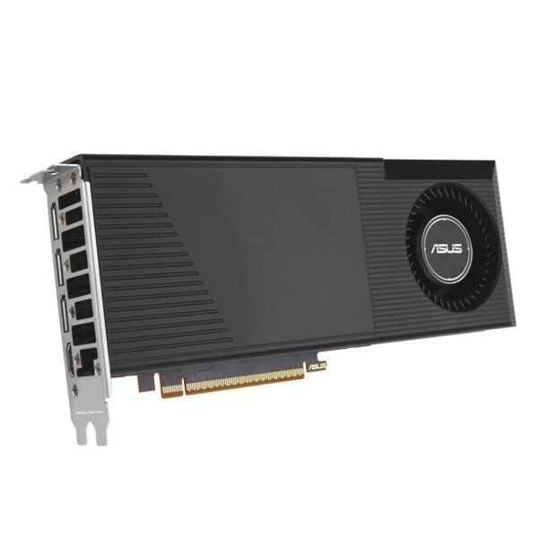 ASUS Turbo Radeon AI Pro R9700 PCIe 5.0 ekran kartı ön yüz ve görüntü çıkışları